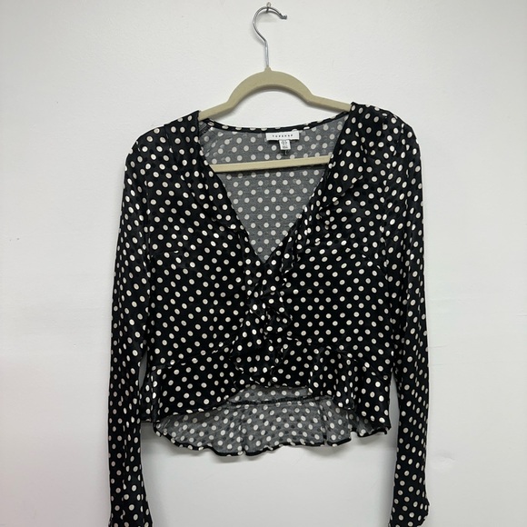 Topshop satin jacquard bias maxi skirt and top in mono polka dot - SET - Picture 12 of 16